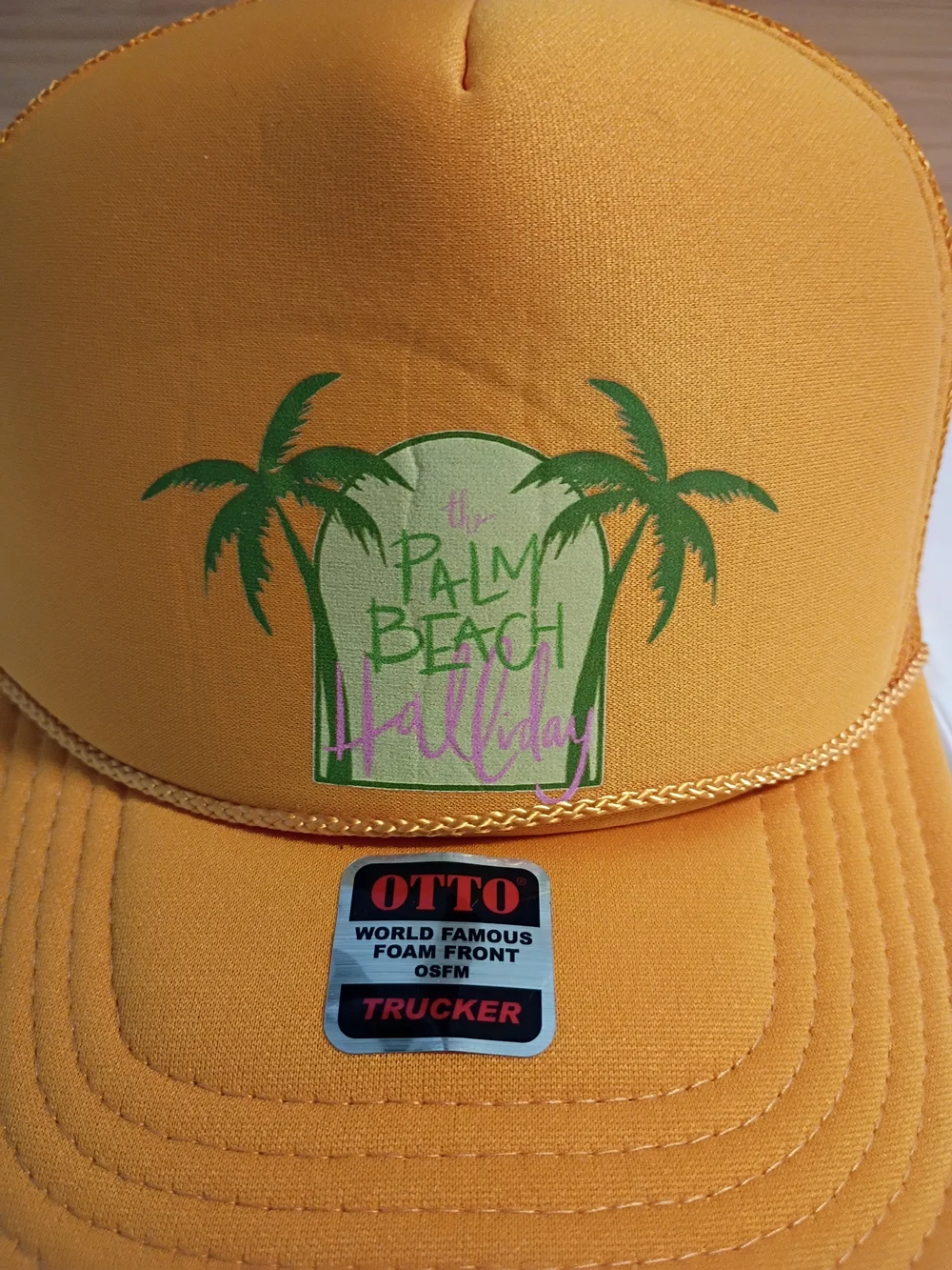 OTTO Yellow Palm Beach Graphic Trucker Hat